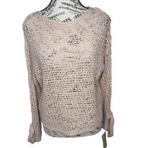 Rewind Women’s Crochet Sweater Medium Pink